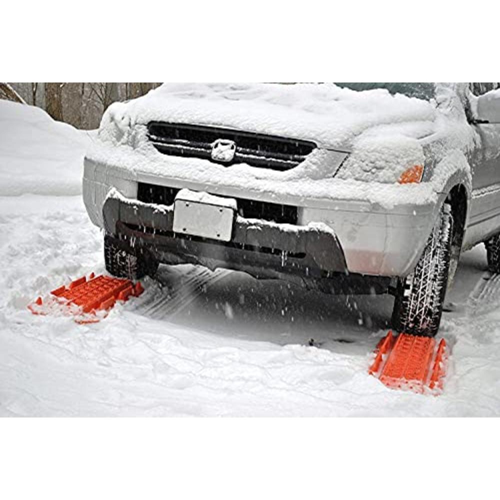 Maxsa Innovations 20333 Escaper Buddy Traction Mats for Off-Road Mud, Sand, & Snow Vehicle Extraction (Set of 2), Orange, standa