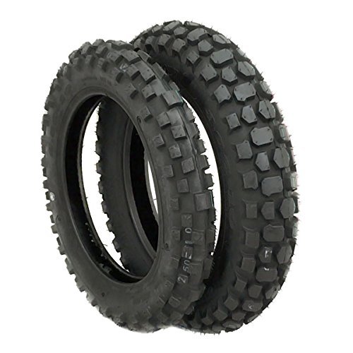 MMG Tire Set Front 2.50-10 and Rear 3.00-10 Knobby Tread for Trail Off Road Dirt Bike Motocross Mini 10 inches Rim