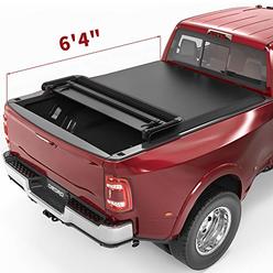 oEdRo Soft Quad Fold Truck Bed Tonneau Cover Compatible with 2002-2021 Dodge Ram 1500 (Inclu. Classic & New), 2003-2021 2500 350