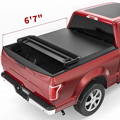 OEDRO Quad Fold Tonneau Cover Soft Four Fold Truck Bed Covers Compatible with 2015-2020 Ford F-150 F150, Styleside, 6.5 Feet Bed