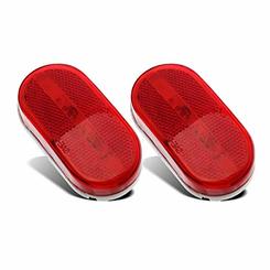Partsam 2Pcs Red 4 Inch Oblong Led Clearance and Side Marker lights Lamps with Reflex Lens White Base RV Camper Surface Mount, S
