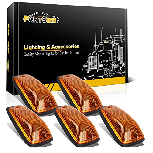 Partsam 5X Cab Roof Marker Amber Cover 264159AM + 5X Base Compatible with C1500 C2500 C3500 K1500 K2500 K3500 1988 1989 1990 199
