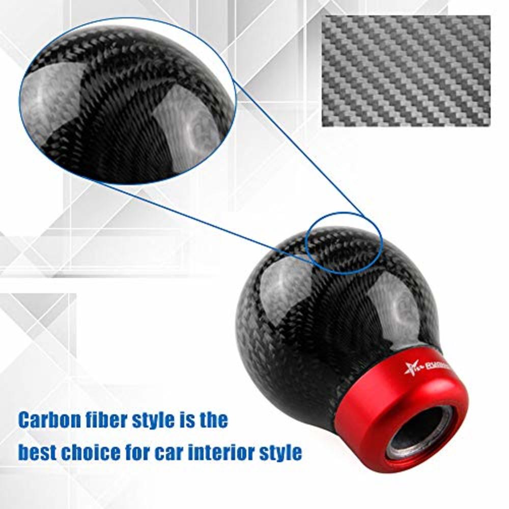 RYANSTAR Carbon Fiber Shift knob Round Ball Racing Gear Shift Shifter Knob Head Manual Car with 8mm/10mm/11mm Adapter