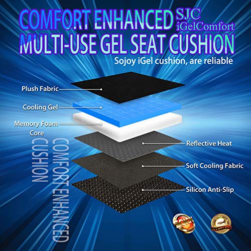 Sojoy Supportive Firm Gel and Memory Foam Seat Cushion Home Office Outdoor Camping Pad