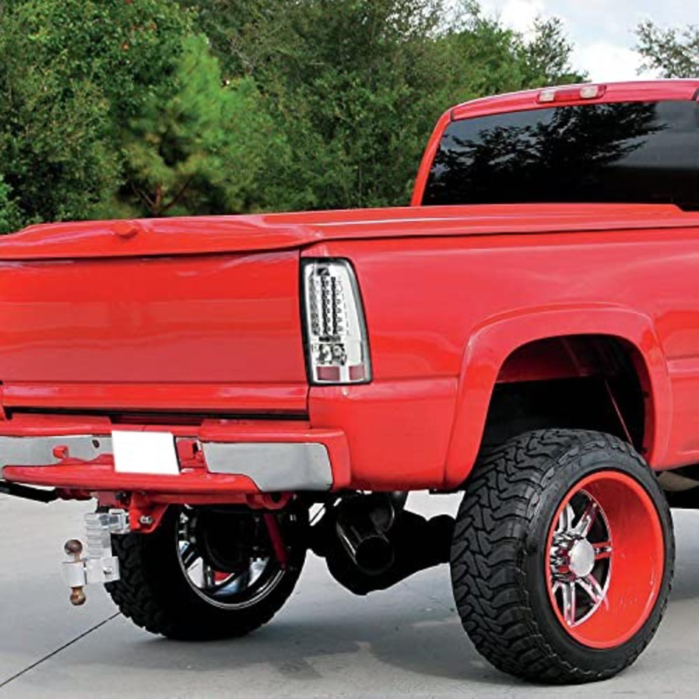 Spec-D Tuning Chrome Housing Clear Lens LED Tail Lights Compatible with Chevy Silverado 1500 2500 HD 2003-2006, 04-06 3500, GMC 