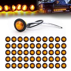 TMH 50 pcs 3/4 Inch Mount Amber 3 LED Mini Round Trailer Side Marker Indicator Lights Clearance Button Signal Lamps Universal fo