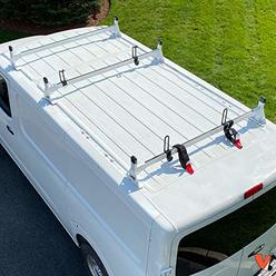 Vantech H1 3 Bar Low Profile Ladder roof Rack for Nissan NV Cargo Van Steel White