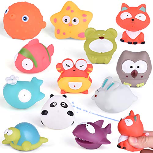 FUN LITTLE TOYS 12 PCs Easter Eggs Prefilled with Bath Toys Squirters, Sea Animals Bath Toys for Toddlers, Water Toys for Easter