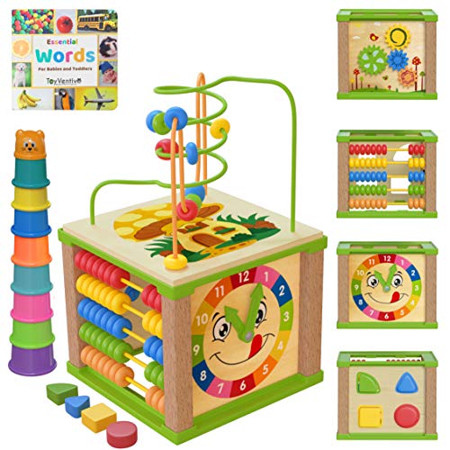 Toyventive TOYVENTIVE Wooden Kids Baby Activity Cube Boys Gift