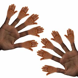 Daily Portable Dark Skin Tone Tiny Hands (High Five) 10 Pack- Flat Hand  Style Mini Hand Puppet - 5 Left & 5 Right Hands TIK Tok