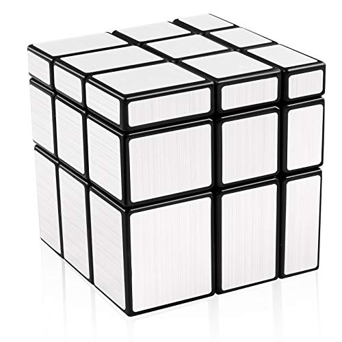 D-FantiX Shengshou Mirror Cube 3x3x3 Speed Cube 3x3 Mirror Blocks Cube Different Shapes Silver Cube 57mm