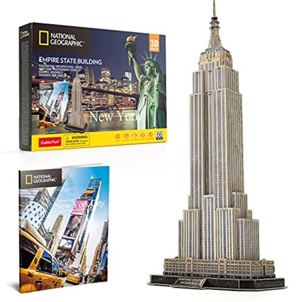 CubicFun National Geographic 3D Puzzles New York Mansion Model Kits Toys for Adults and Children, the Empire State Building, wit