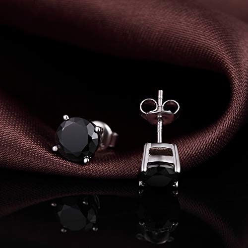 ZowBinBin Black Diamond Earrings Women Black Earrings 7mm Black Stud Earrings Men Black Earrings Black Cubic Zirconia Earrings Sterling Si
