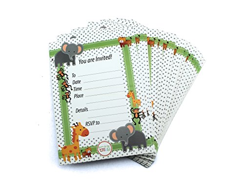 Tytroy Animal Themed Multi Occasion Party Invitation Jungle Zoo Safari  Gender Neutral Invite Cards (48 pc)