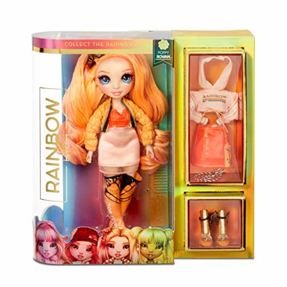 Rainbow High Rainbow Surprise Rainbow High Poppy Rowan - Orange Clothes Fashion Doll with 2 Complete Mix & Match Outfits and Accessories, Toy