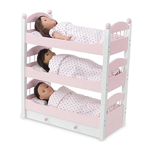Emily Rose 18 Inch Doll Bunk Bed, 3 Stacked Bunk Beds