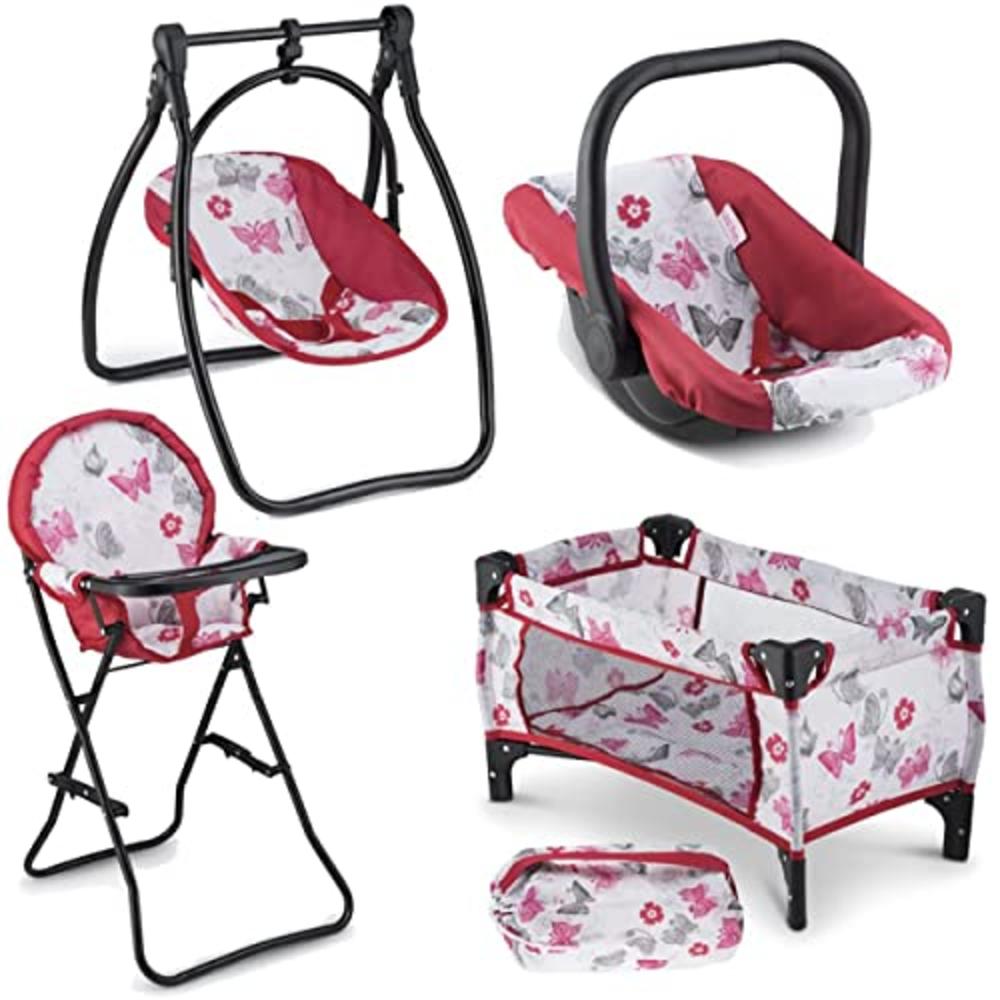 Litti Pritti Baby Doll Accessories - 4-Piece Set - Includes Baby Doll Swing, Baby Doll High Chair, Baby Doll Pack-N-Play, Baby D
