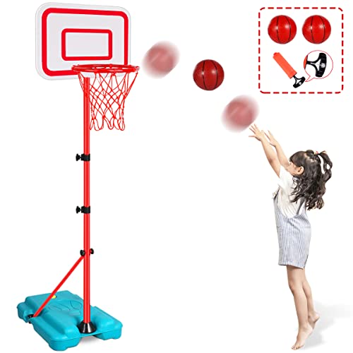 Tsomtto Kids Basketball Hoop Stand Adjustable Height 2.9 ft -6.2 ft Indoor  Basketball Hoop Outdoor Toys Outside Backyard Games M