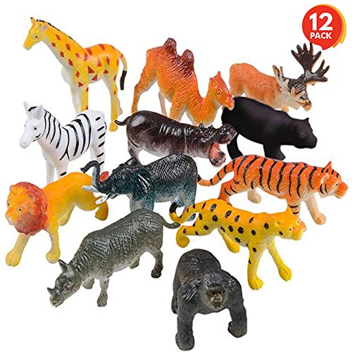 artcreativity ArtCreativity Safari Animal Figurines Set for Kids - Pack of  12 - Assorted  Inch Small Animal Figures - Sturdy Plastic Toys -