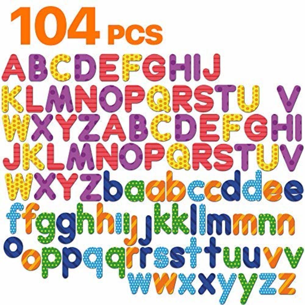 X-bet MAGNET Alphabet Magnets for Toddlers and Kids - 104 PCs Premium Foam Magnetic Letters - 52 PCs Uppercase and 52 PCs Lowercase ABC Magne