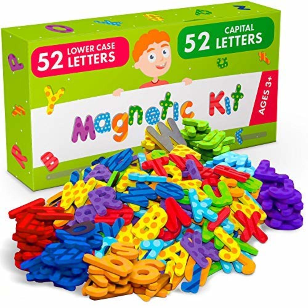 X-bet MAGNET Alphabet Magnets for Toddlers and Kids - 104 PCs Premium Foam Magnetic Letters - 52 PCs Uppercase and 52 PCs Lowercase ABC Magne