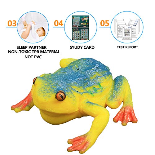  ValeforToy Frog Toys,4.5 Inch Assorted Rubber Frog sets(6 PACK),Food Grade Material TPR Super Stretches,With Gift Bag And Learning Study Ca