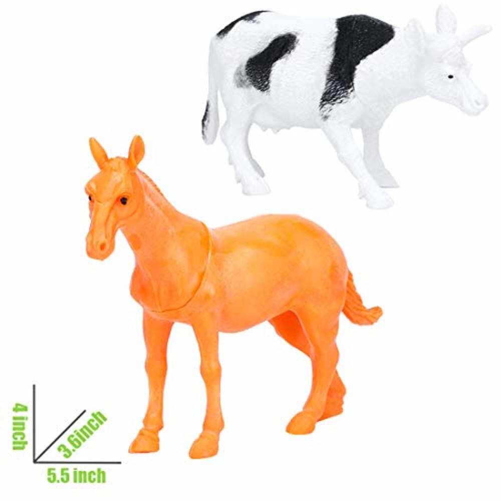 BOLZRA Large Farm Animals Figures, Realistic Simulation Jumbo Plastic Farm Figurines  Animal Toys Learning Educational Playset