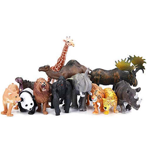 BOLZRA Safari Animals Figures Toys, Realistic Jumbo Wild Zoo Animals Figurines Large Plastic African Jungle Animals Playset with Elepha