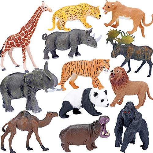 BOLZRA Safari Animals Figures Toys, Realistic Jumbo Wild Zoo Animals Figurines Large Plastic African Jungle Animals Playset with Elepha