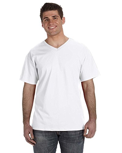 Fruit of the Loom Mens Heavy Cotton HD V-Neck T-Shirt (39VR) -White -XL