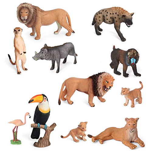 VOLNAU Animal Toys Figurines Africa Animals Figures Zoo Pack for Kids  Decorations Preschool Educational and Lion Jungle Forest K