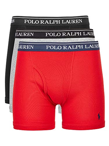 Ralph Lauren Polo Ralph Lauren Classic Fit w/Wicking 3-Pack Boxer Briefs Andover Heather/Rl2000 Red/Black MD