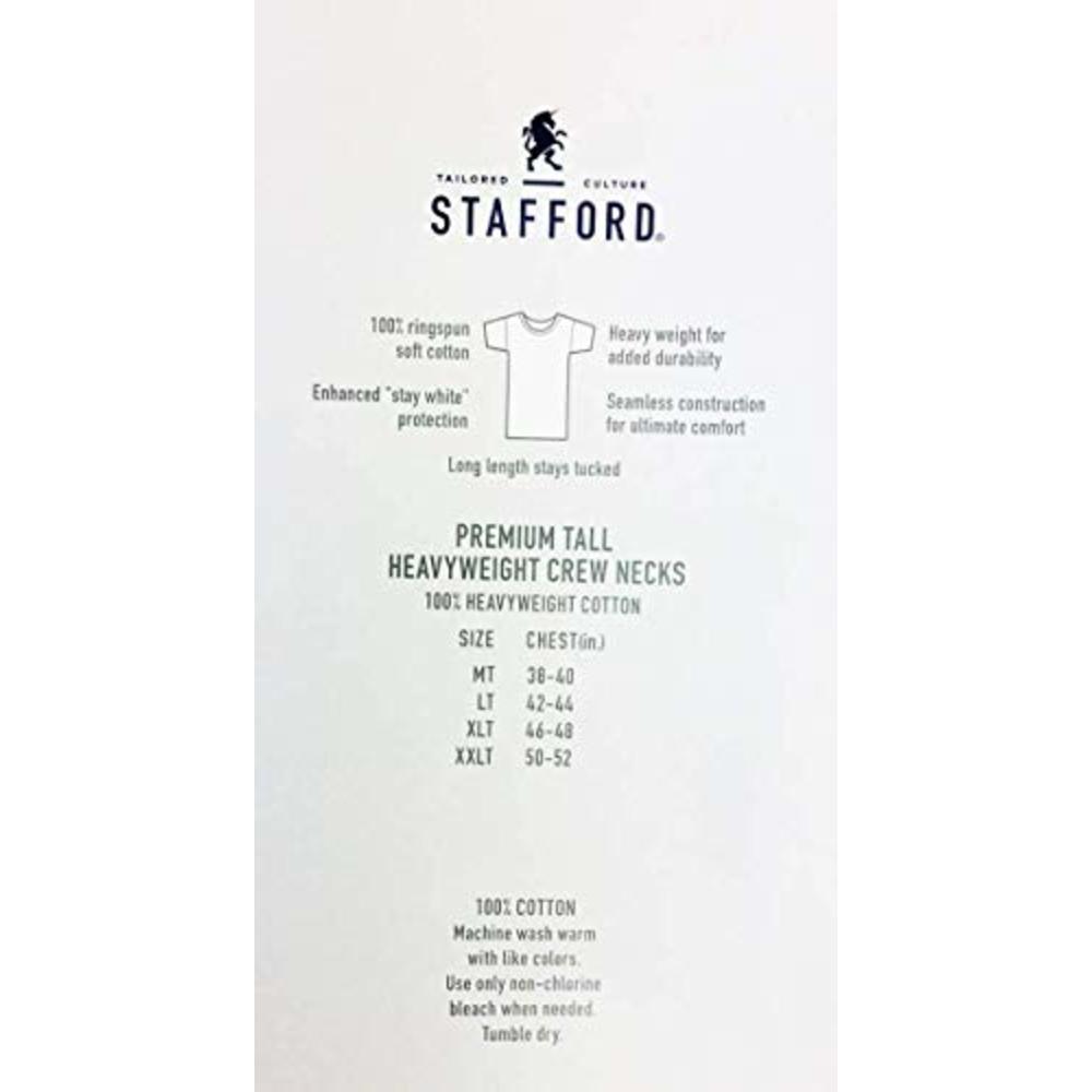 Stafford Men’s Tall/Extra Tall 100% Heavy Weight Cotton Crew Neck Undershirt, White, Short Sleeve, 4 Pack (Large Tall (LT))