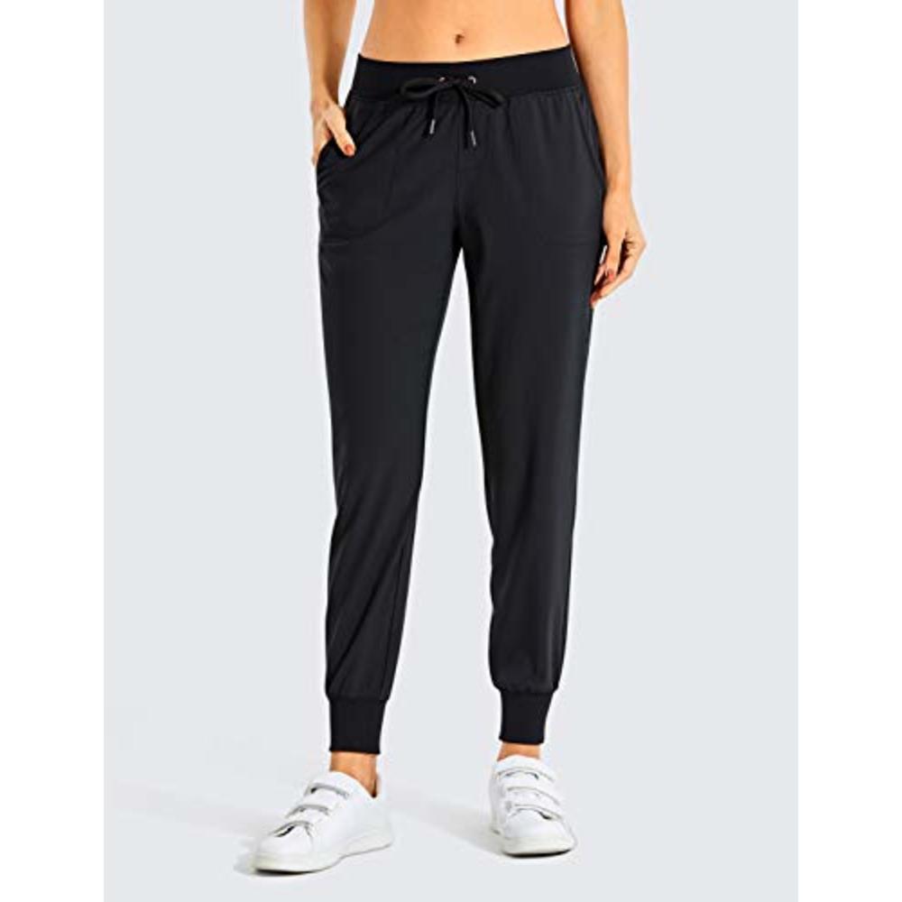 CRZ YOGA Womens Lightweight Joggers Pants with Pockets Drawstring Workout  Running Pants with Elastic Waist Black