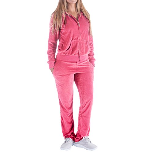 Facitisu Sweatsuits for Women Tracksuit 2 Piece Outfits Velour & Fleece  Active Wear Zip-Up Hoodie Sweatpants Sweat Suits Small Coral