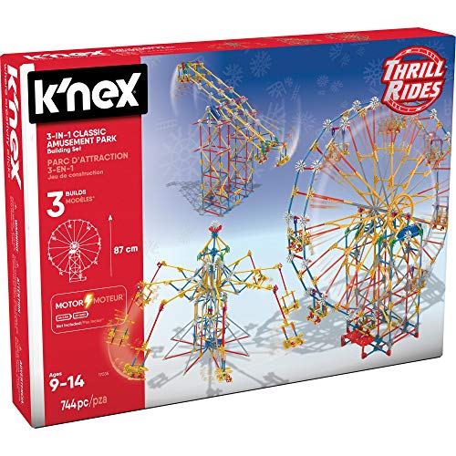 K'nex Knex Thrill Rides - 3-In-1 Classic Amusement Park Building Set, Multicolor