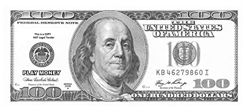 thegag 100 enlarged oversized replica fake play money one hundred dollar bills in black and white single sided play money