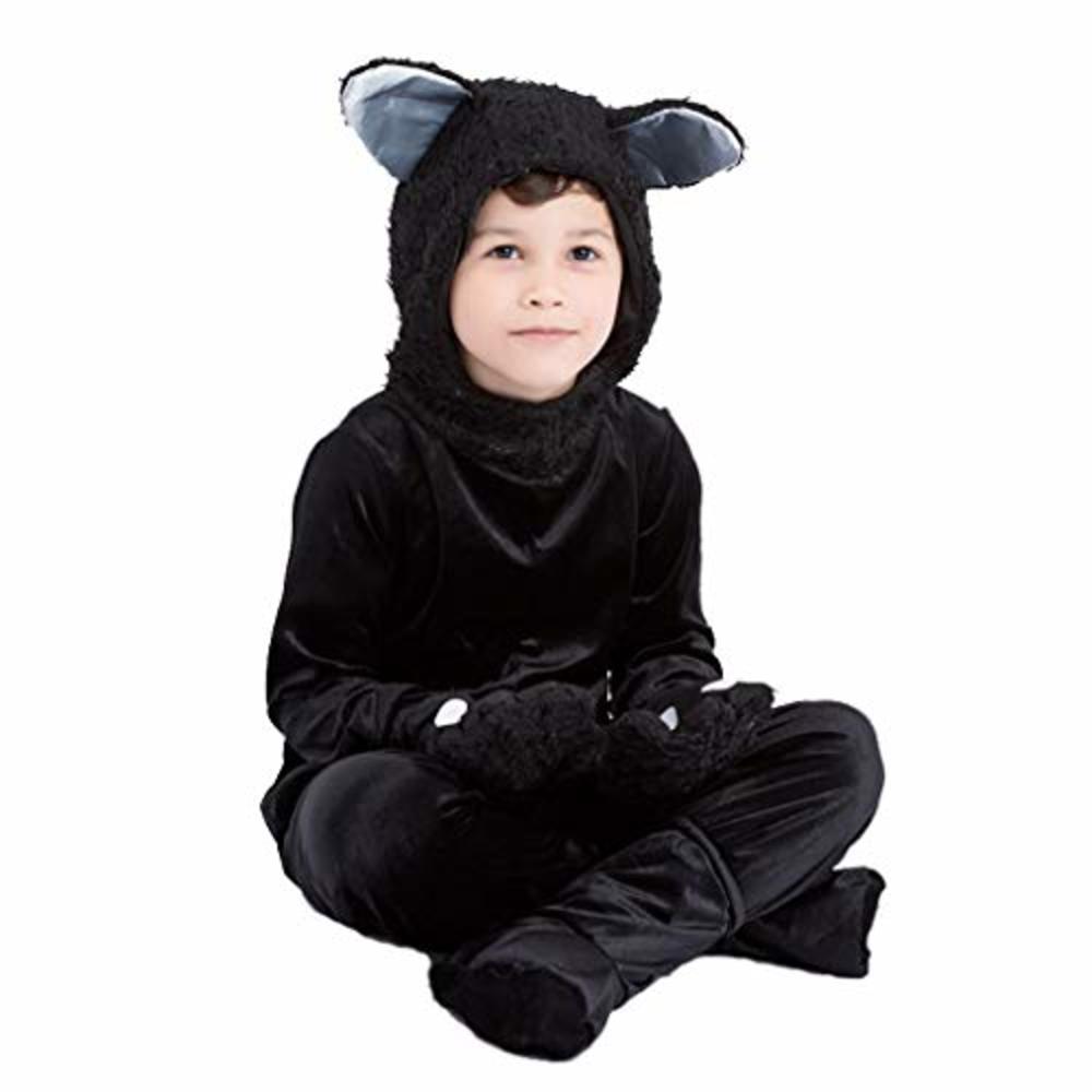 LMYOVE Kids Black Cat Costume for Boys/Girls Cosplay, Child Animal Playful Jumpsuit (L(Height:52"-55"), Black)