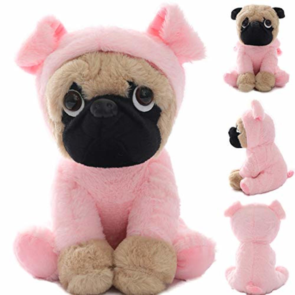 JoyAmigo Stuffed Pug Dog Puppy Soft Cuddly Animal Toy in Pig Costumes - Super Cute Quality Teddy Plush 10 Inch (Pig)