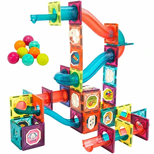 LTKFFFdp Magnetic Building Blocks Toys for Kids Ages 4-8-12 with Ball Track  Educational STEM Toys Gifts for 5-7 6 8 10 Year Old Boys Girl