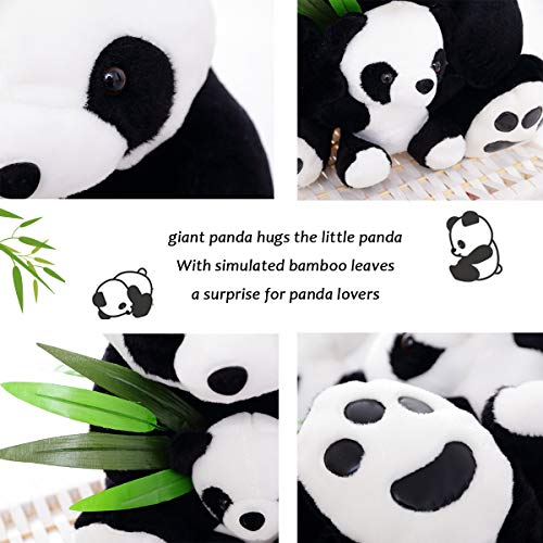 AIXINI 16 Cute Naive Mom & Baby Plush Panda Stuffed Animal, Soft Plush Toy  with Bamboo, Gifts for Kids