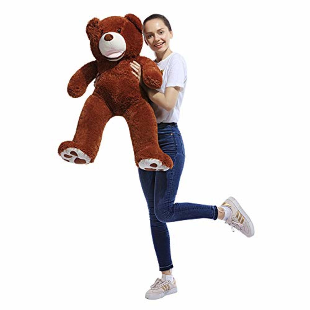 LApapaye 37 Inch Giant Teddy Bears Stuffed Animal Plush Toy with Footprints Life Size Big Bear,Dark Brown