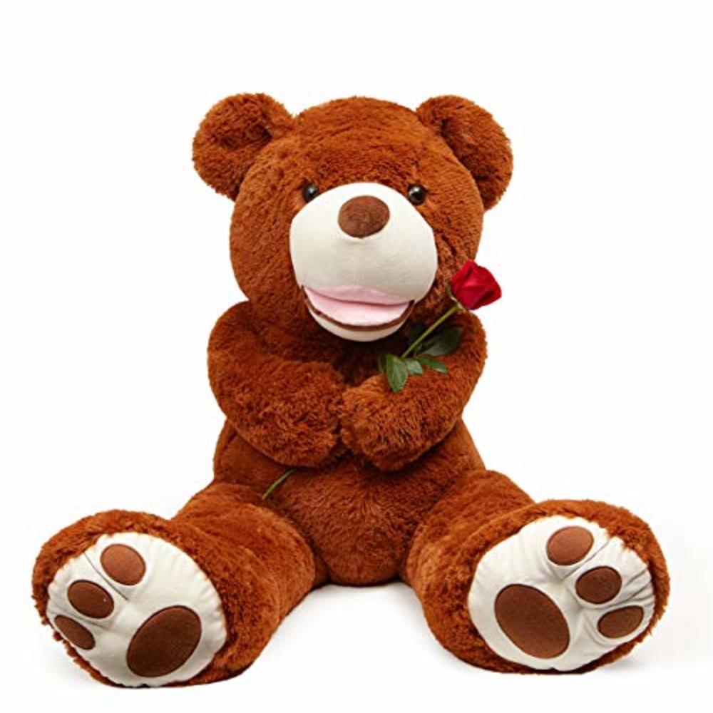 LApapaye 37 Inch Giant Teddy Bears Stuffed Animal Plush Toy with Footprints Life Size Big Bear,Dark Brown