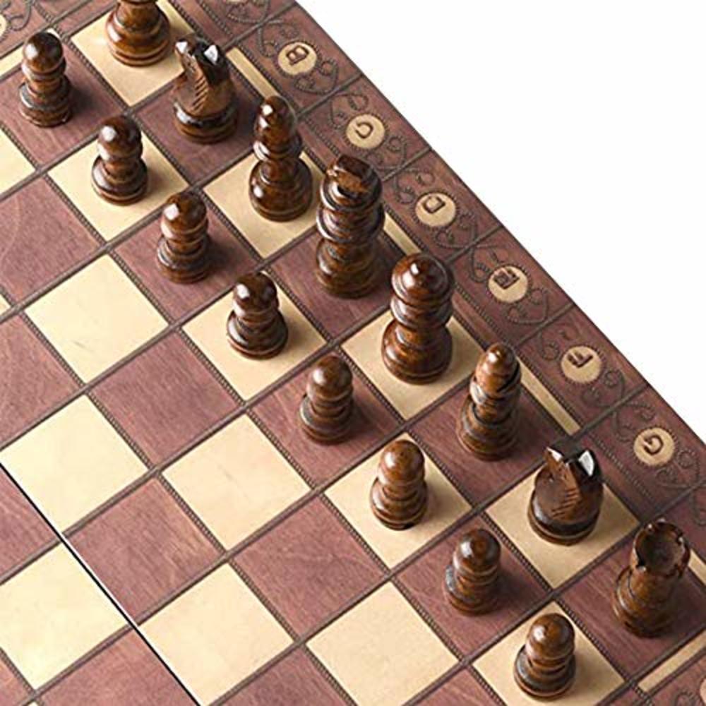 Luoyer 3-in-1 Chess Backgammon Checkers Set 11 inch Wooden Chess Checkers Board Game with Folding Carrying Case Travel Chess Set