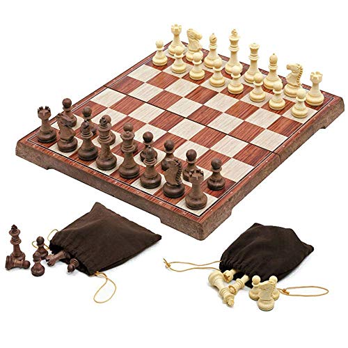 USHunter Magnetic Folding Chess Set,11"x 9.64" Portable Travel Chess Game Board Set,Magnetic Crafted Chess Pieces Storage with 2 Flannele