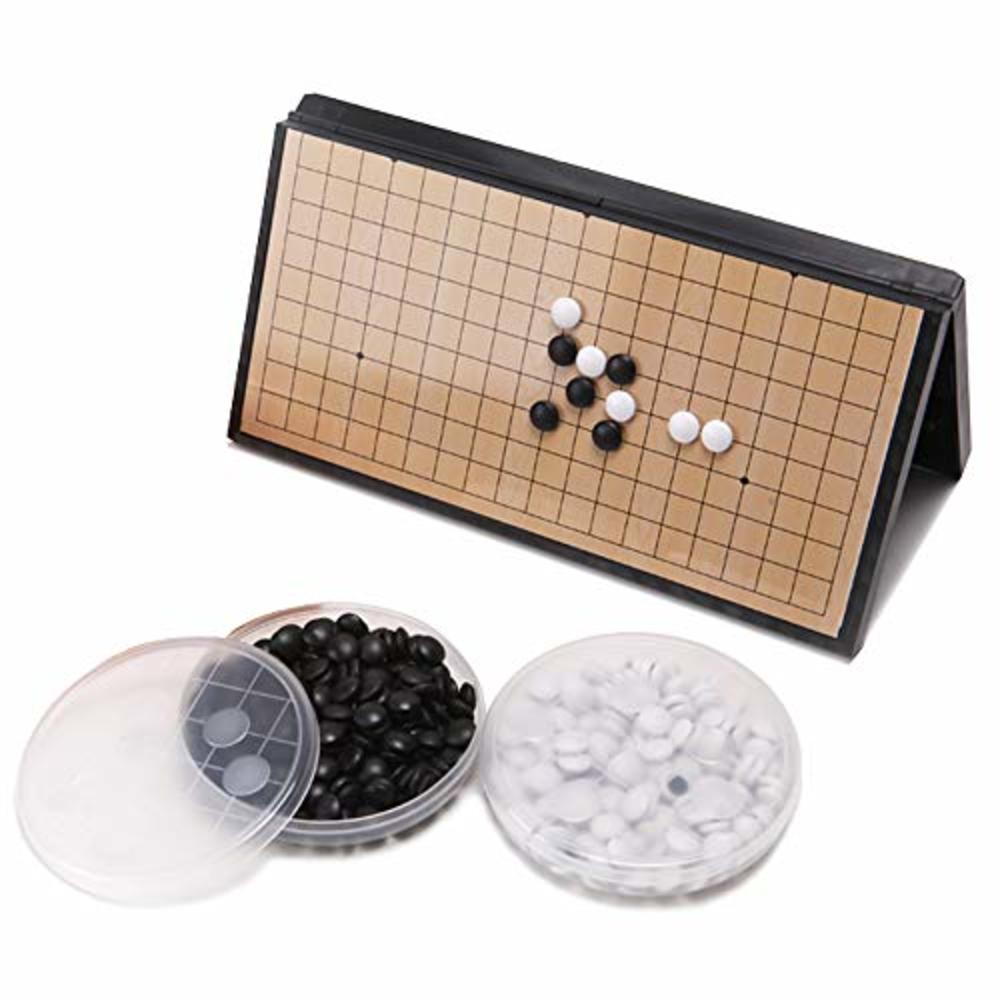 Songyun Magnetic Travel Go Board Go Game Board Set Portable Folding go Boards and Stones We Games Go Board with Bowls for Game of Go, Pe