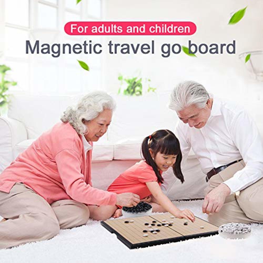 Songyun Magnetic Travel Go Board Go Game Board Set Portable Folding go Boards and Stones We Games Go Board with Bowls for Game of Go, Pe