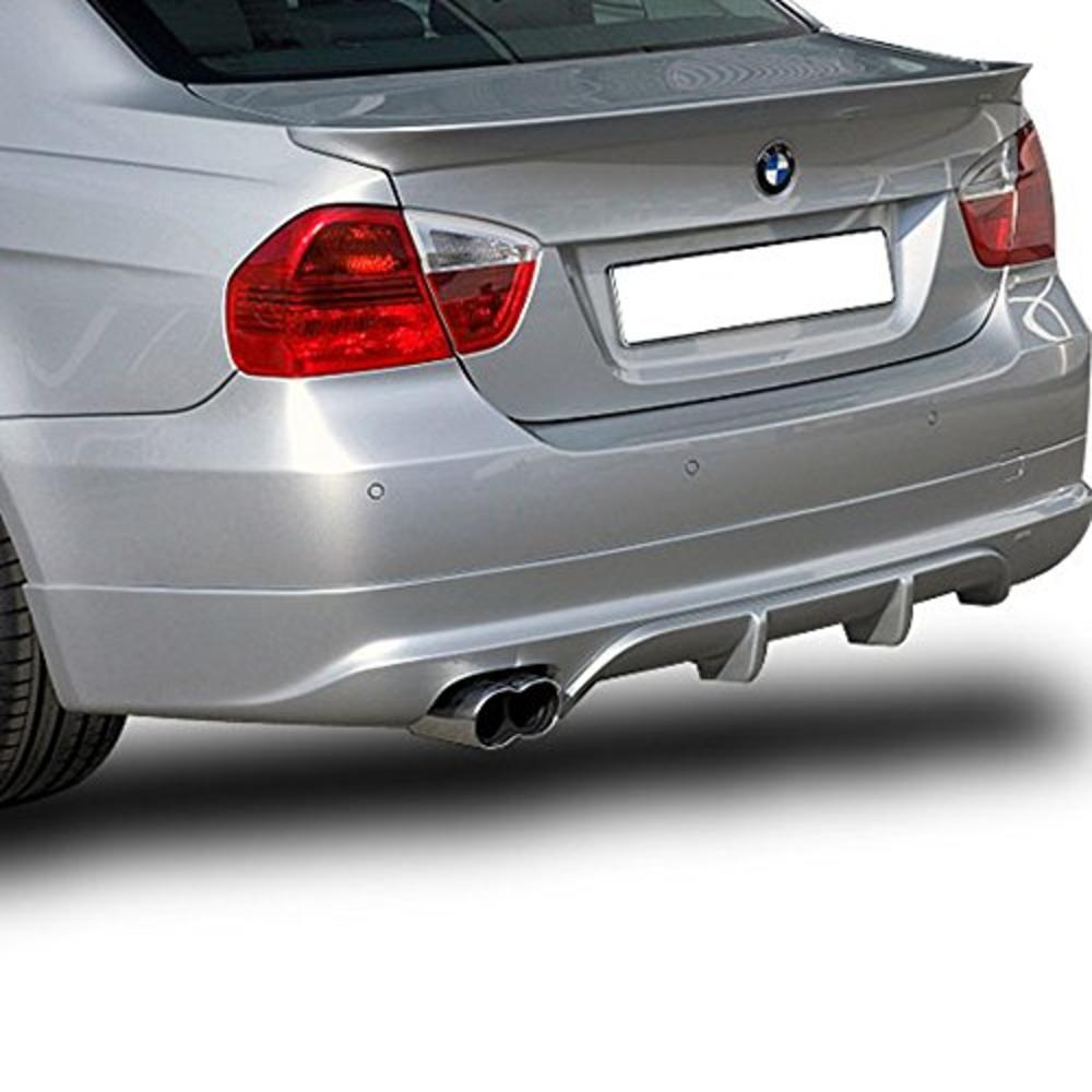 IKON MOTORSPORTS Rear Bumper Lip Compatible With 2005-2012 BMW E90 3-Series, AS-S Style Black PU Rear Lip Finisher Under Chin Spoiler Underspoile
