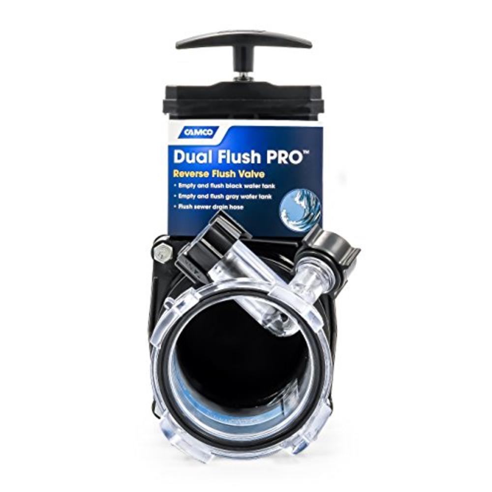 Camco Dual Flush Pro Holding Tank Rinser with Gate Valve- Thoroughly Cleans Entire Septic System and Breaks Down Tough Clogs in 