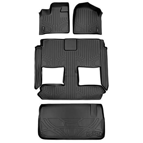 MAX LINER SMARTLINER Floor Mats 3 Rows and Cargo Liner Behind 3rd Row Set Black for 2008-2018 Caravan/Town & Country (Stown Go Only)